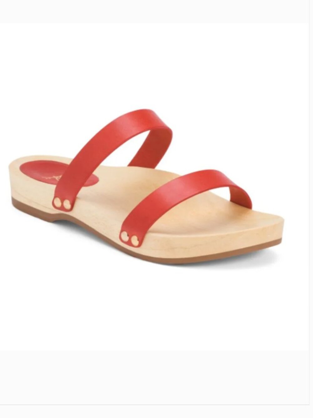 NEW Beek Dipper Double Band Slip On Leather Sandals Red Size 8
